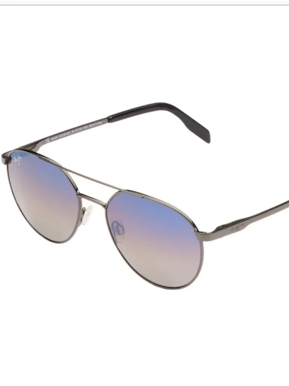 MAUI JIM Waterfront Polarized Aviator Sunglasses, Blue / Silver